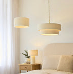 120013 Noah 5 Light Pendant Cream Brass