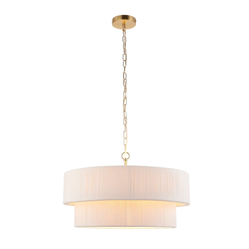 120013 Noah 5 Light Pendant Cream Brass
