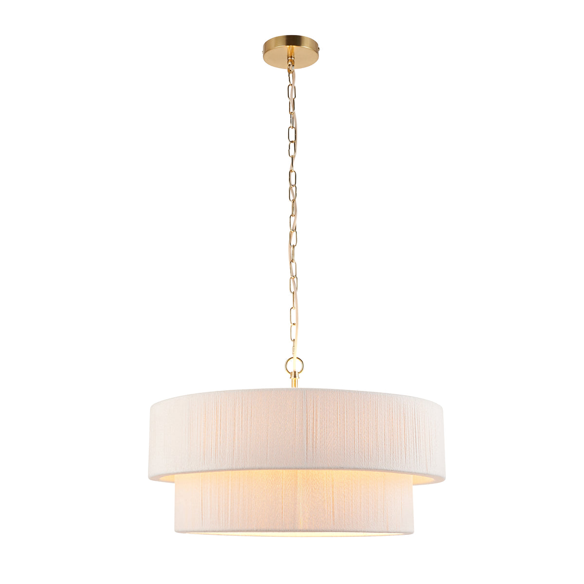 120013 Noah 5 Light Pendant Cream Brass