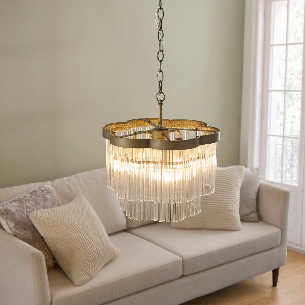 120024 Lucille 3 Light Pendant Brass