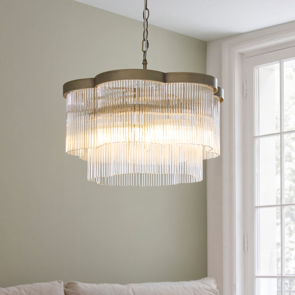 120025 Lucille 5 Light Pendant Brass