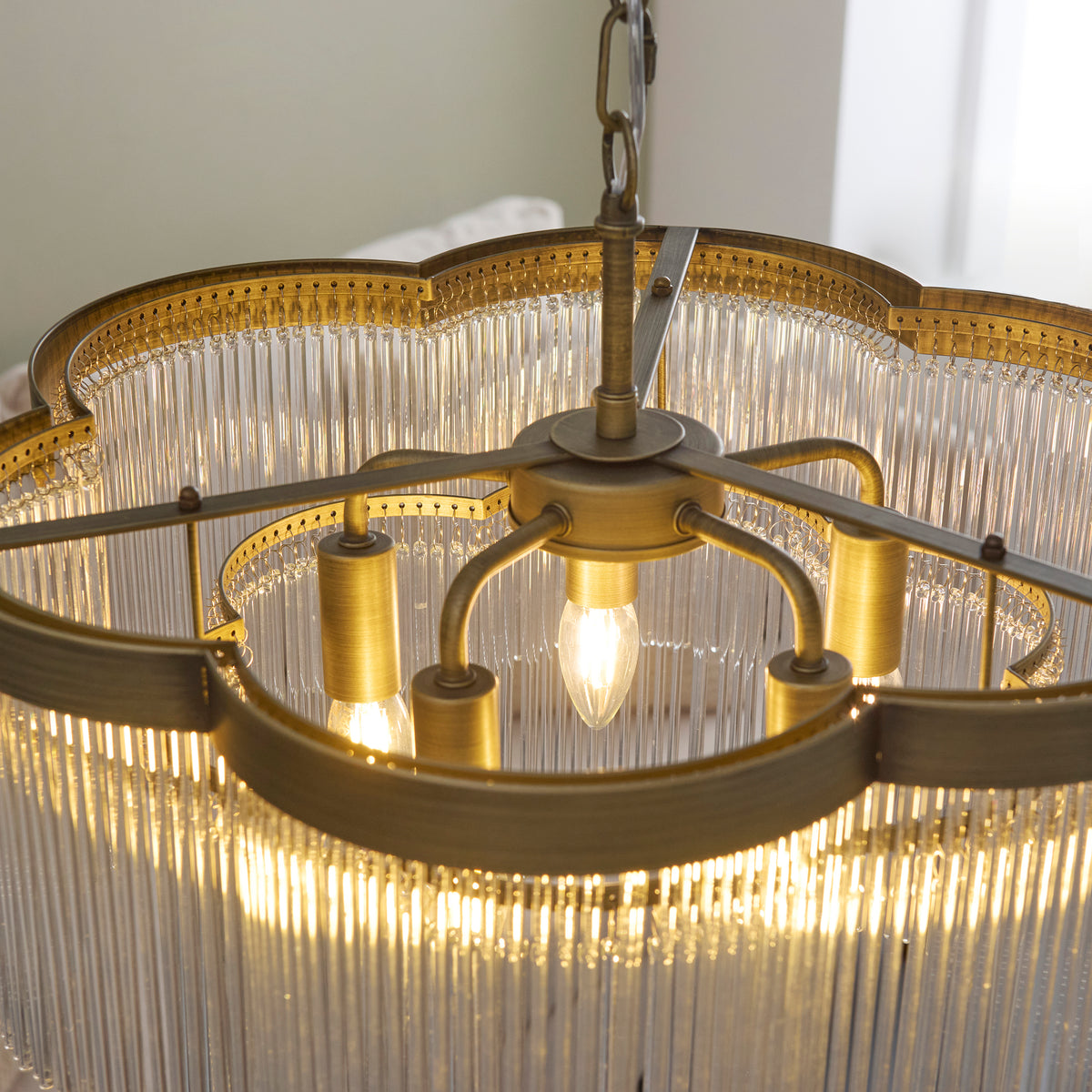 120025 Lucille 5 Light Pendant Brass