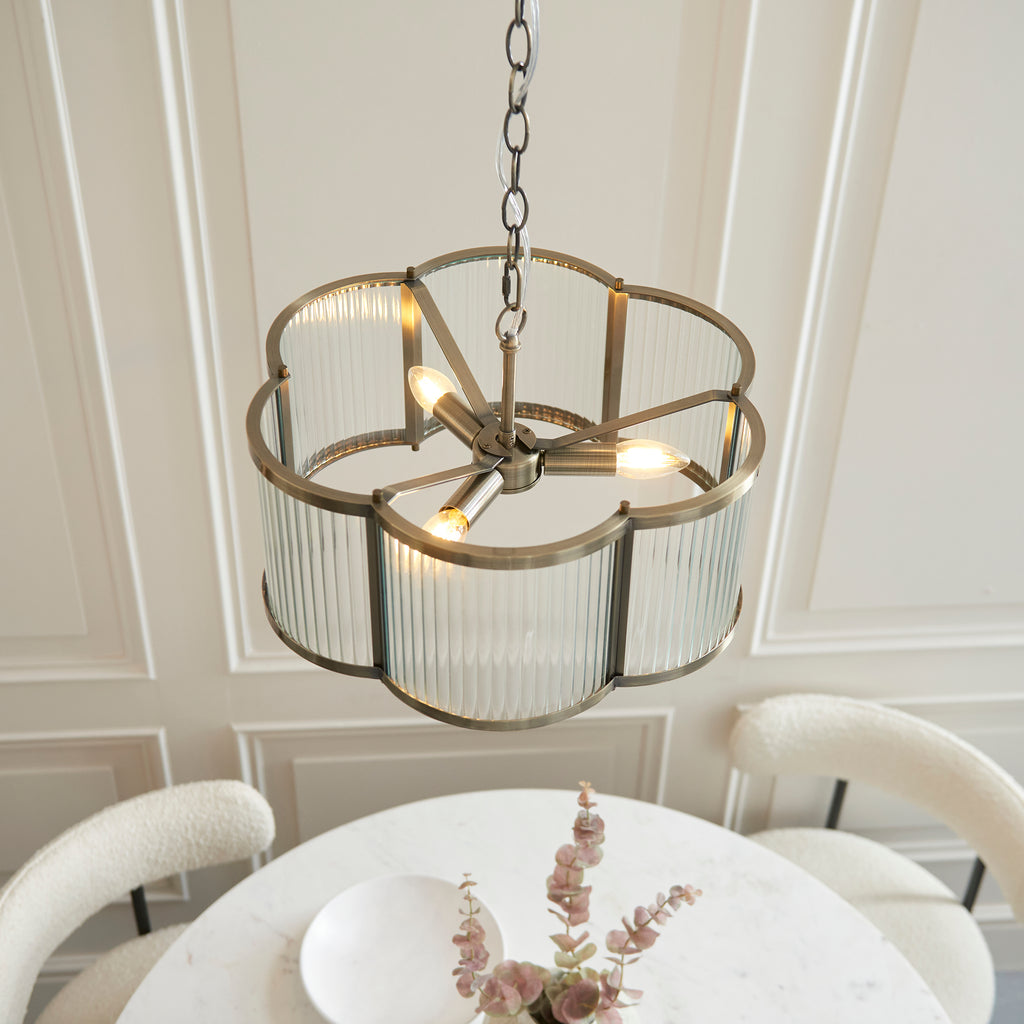 120090 Ridgeton Scallop 3 Light Pendant Brass