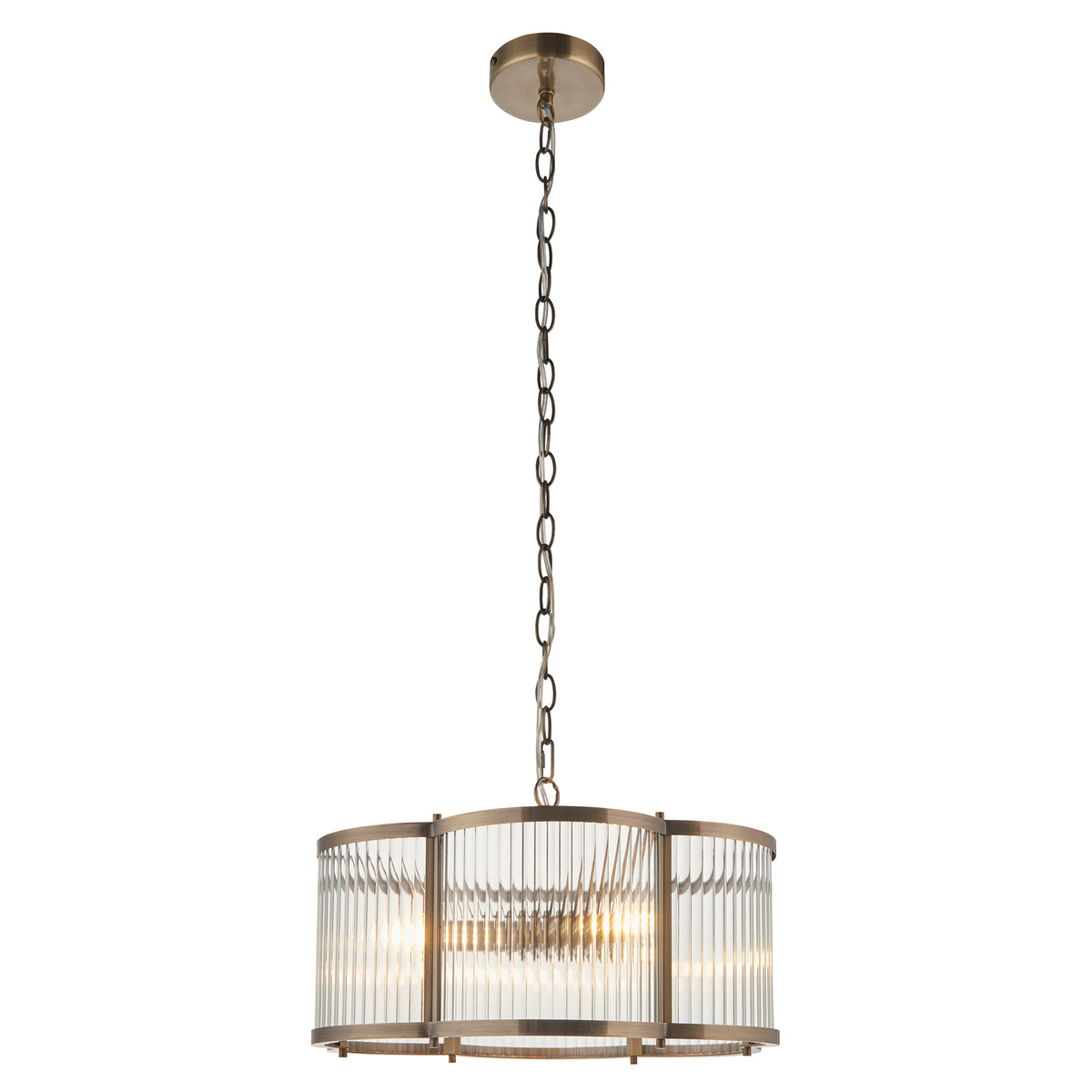 120090 Ridgeton Scallop 3 Light Pendant Brass