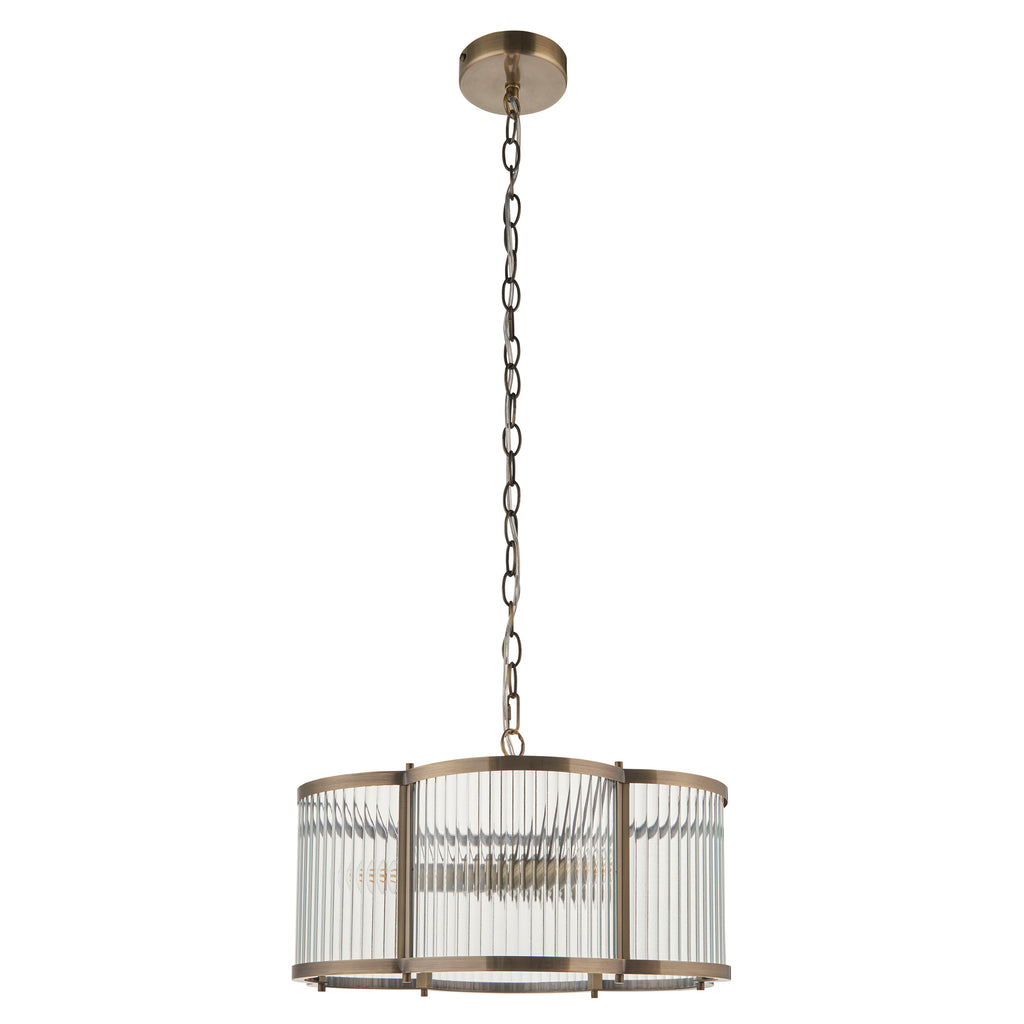 120090 Ridgeton Scallop 3 Light Pendant Brass