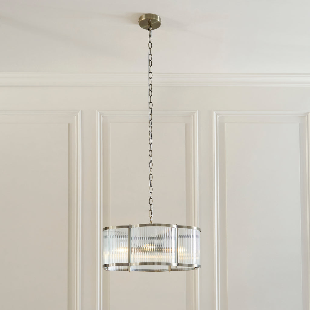 120091 Ridgeton Scallop 5 Light Pendant Brass