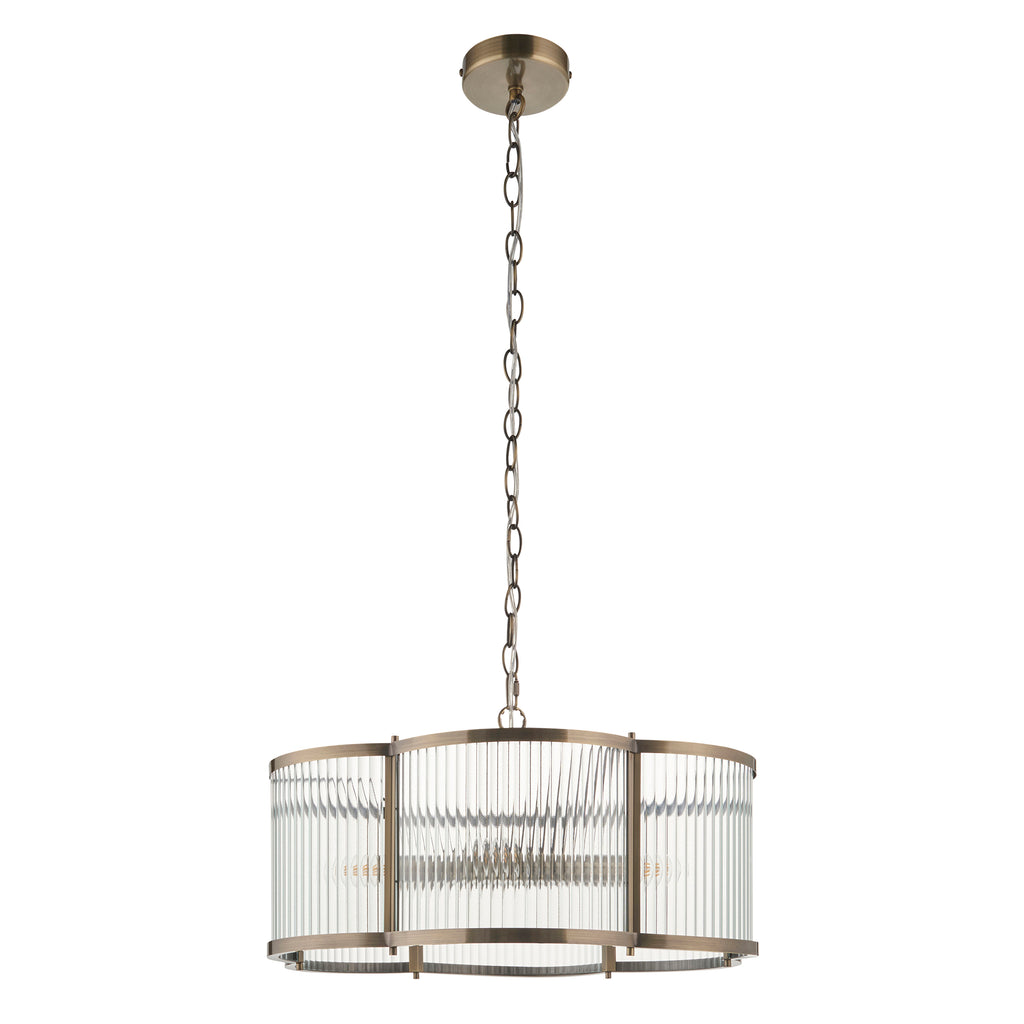 120091 Ridgeton Scallop 5 Light Pendant Brass