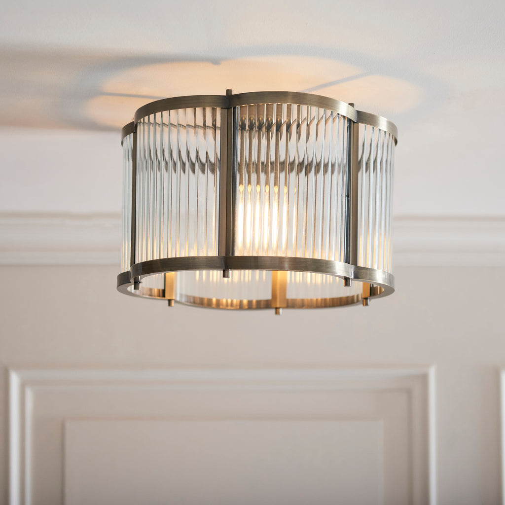 120092 Ridgeton Scallop Flush Ceiling Light Brass