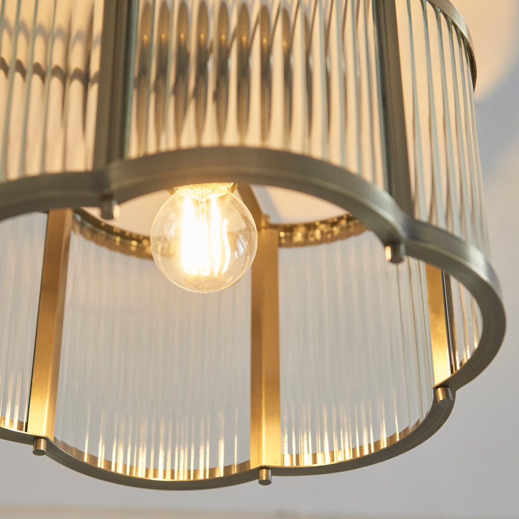 120092 Ridgeton Scallop Flush Ceiling Light Brass