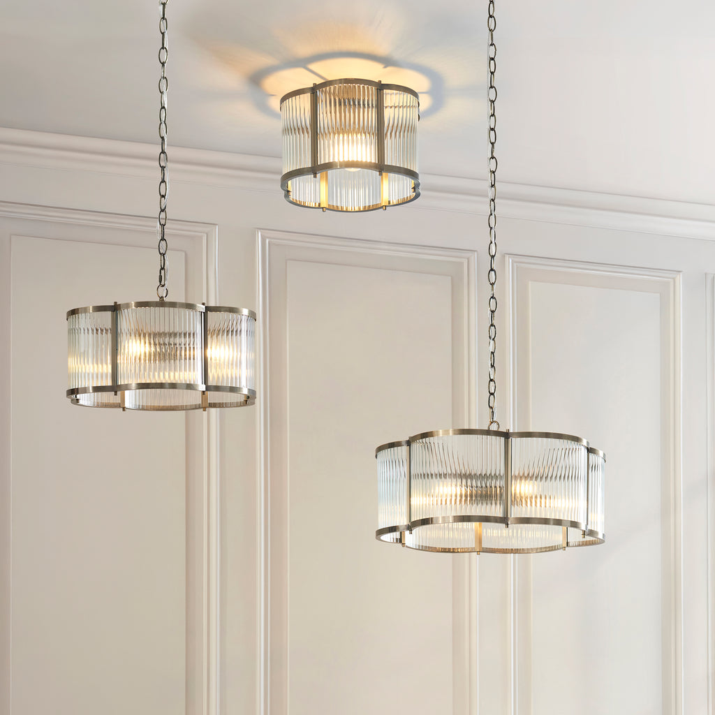 120092 Ridgeton Scallop Flush Ceiling Light Brass