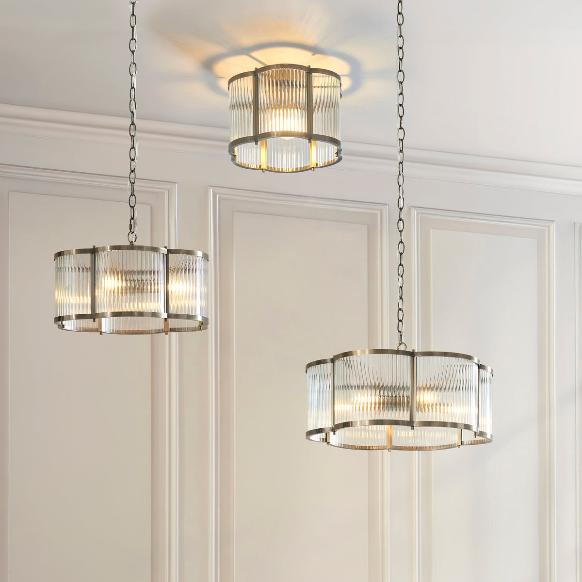 120092 Ridgeton Scallop Flush Ceiling Light Brass