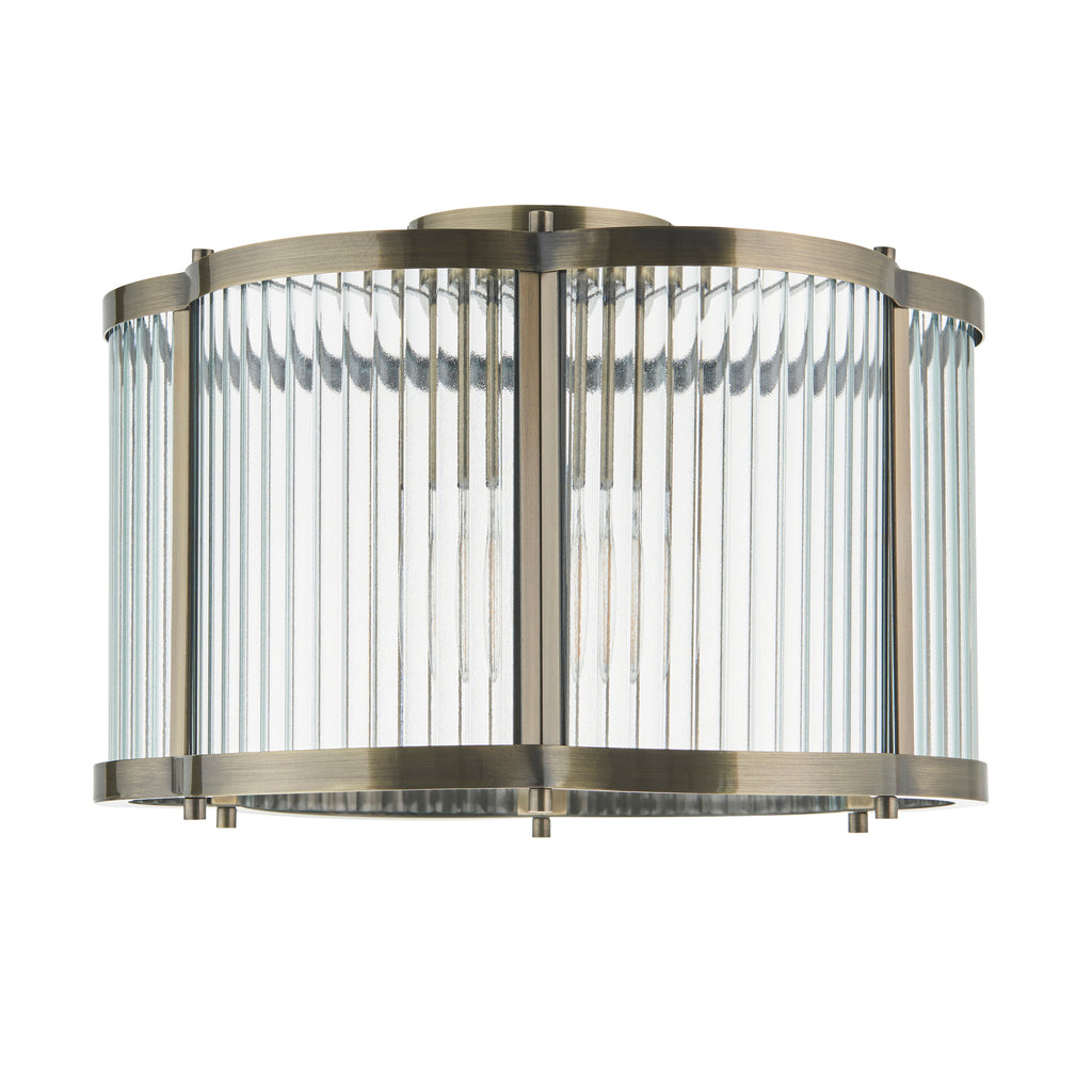 120092 Ridgeton Scallop Flush Ceiling Light Brass