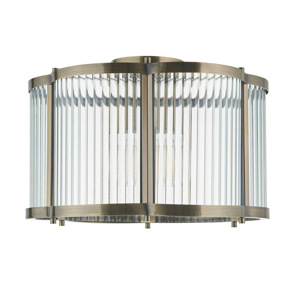 120092 Ridgeton Scallop Flush Ceiling Light Brass