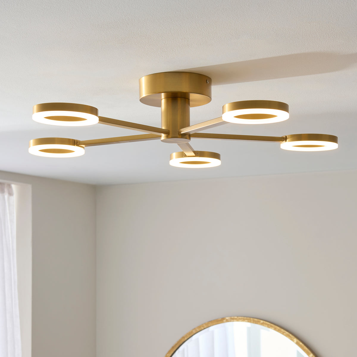 120104 Scout LED Semi Flush Ceiling Brass