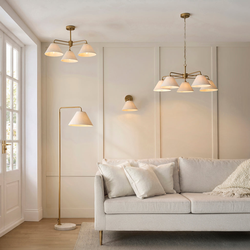 120303 Wallbridge 3 Light Semi Flush Ceiling Brass