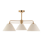 120303 Wallbridge 3 Light Semi Flush Ceiling Brass