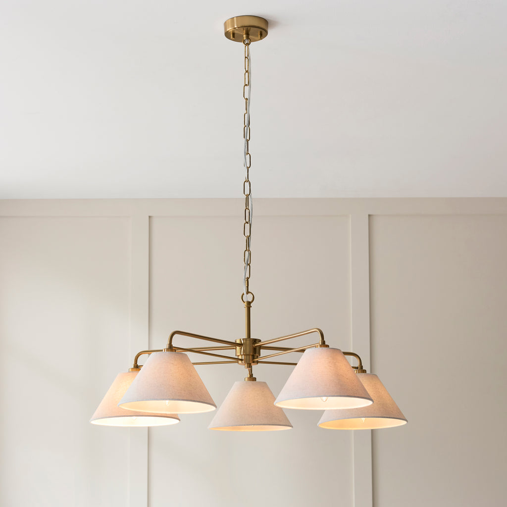 120304 Wallbridge 5 Light Pendant Brass