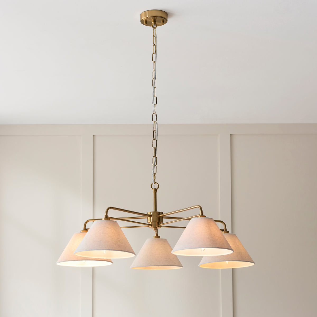 120304 Wallbridge 5 Light Pendant Brass