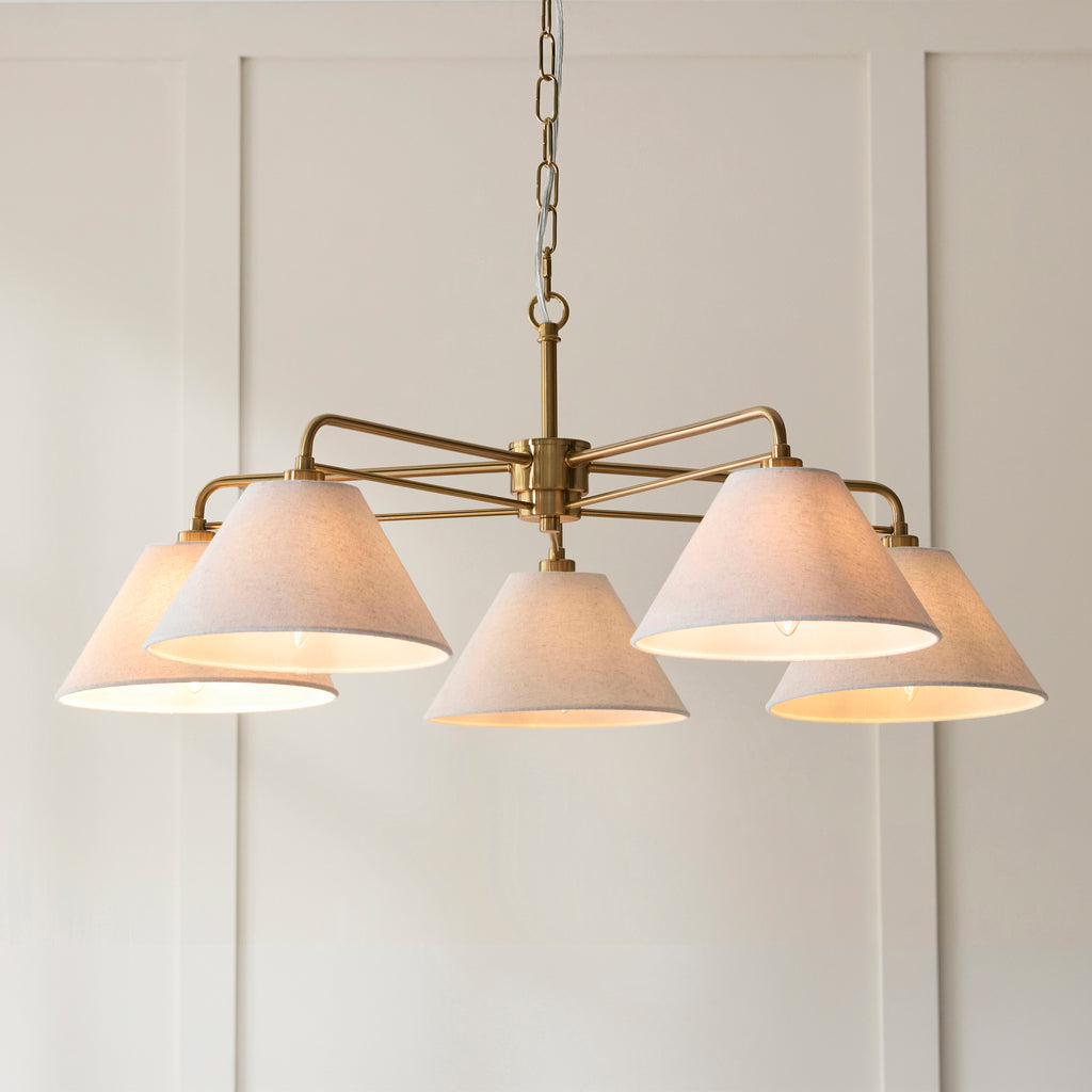 120304 Wallbridge 5 Light Pendant Brass
