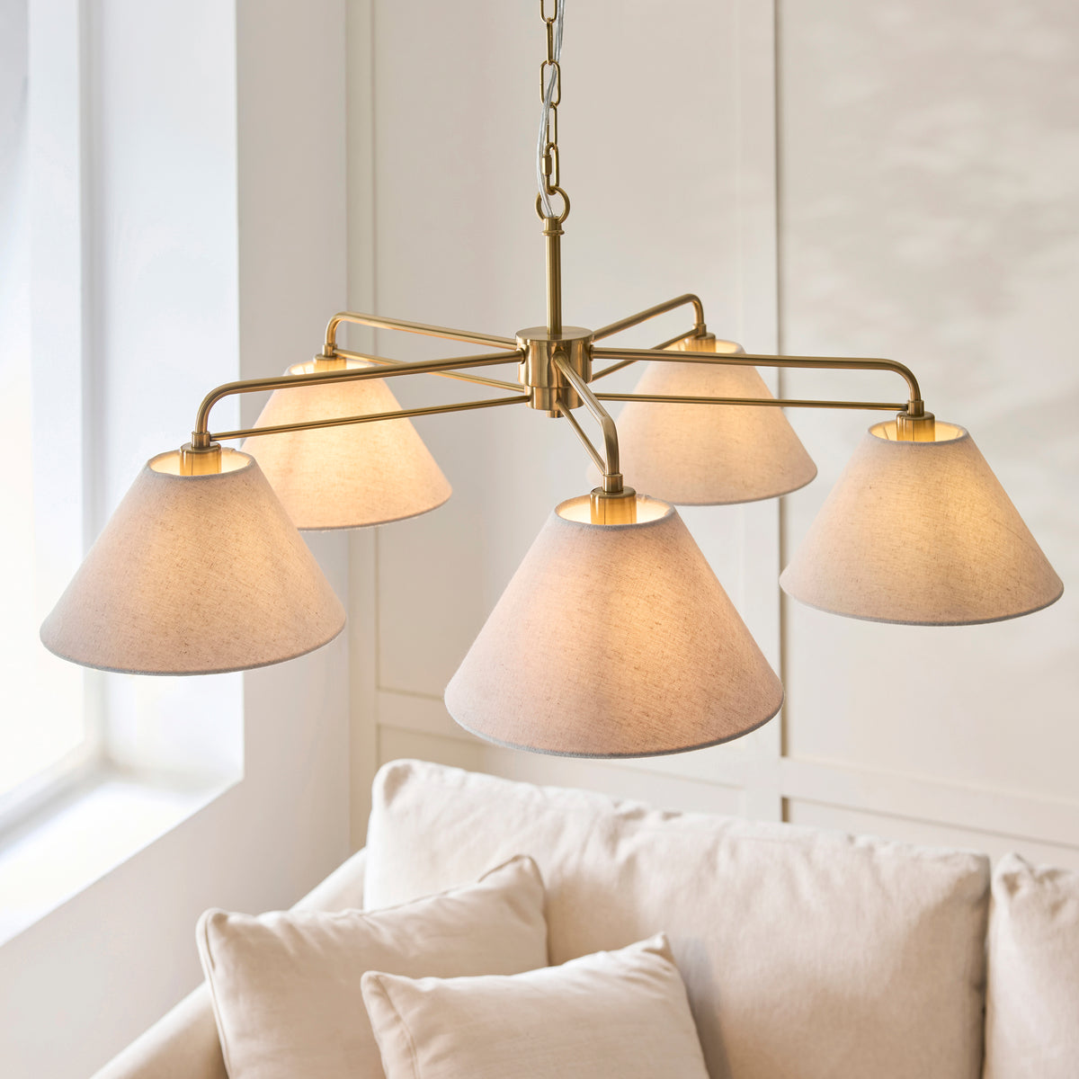 120304 Wallbridge 5 Light Pendant Brass