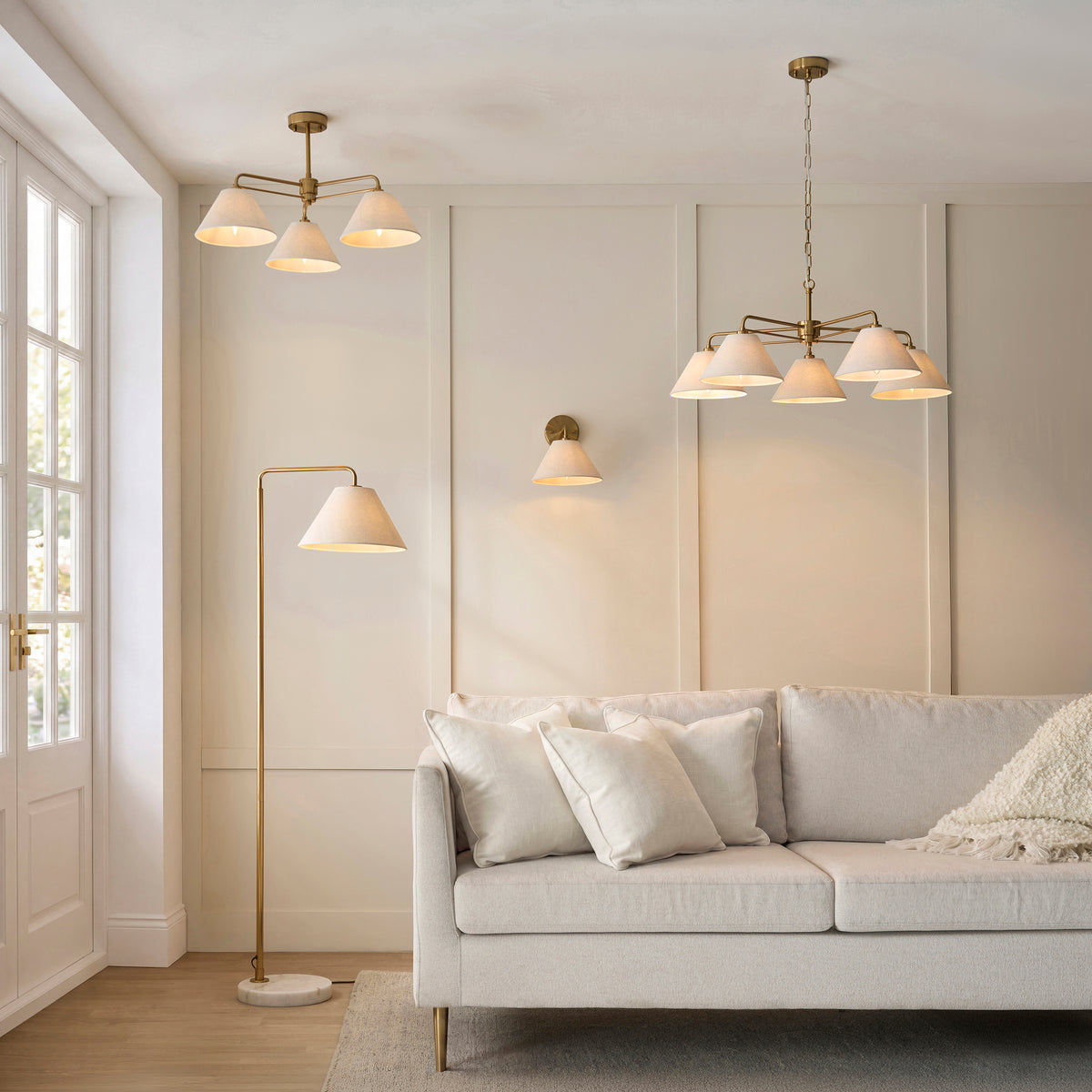 120304 Wallbridge 5 Light Pendant Brass