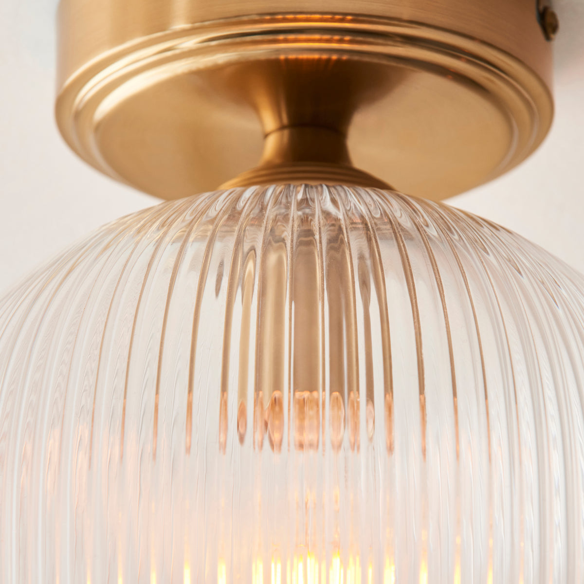 120623 Ashcroft Ribbed Flush Ceiling Light Brass