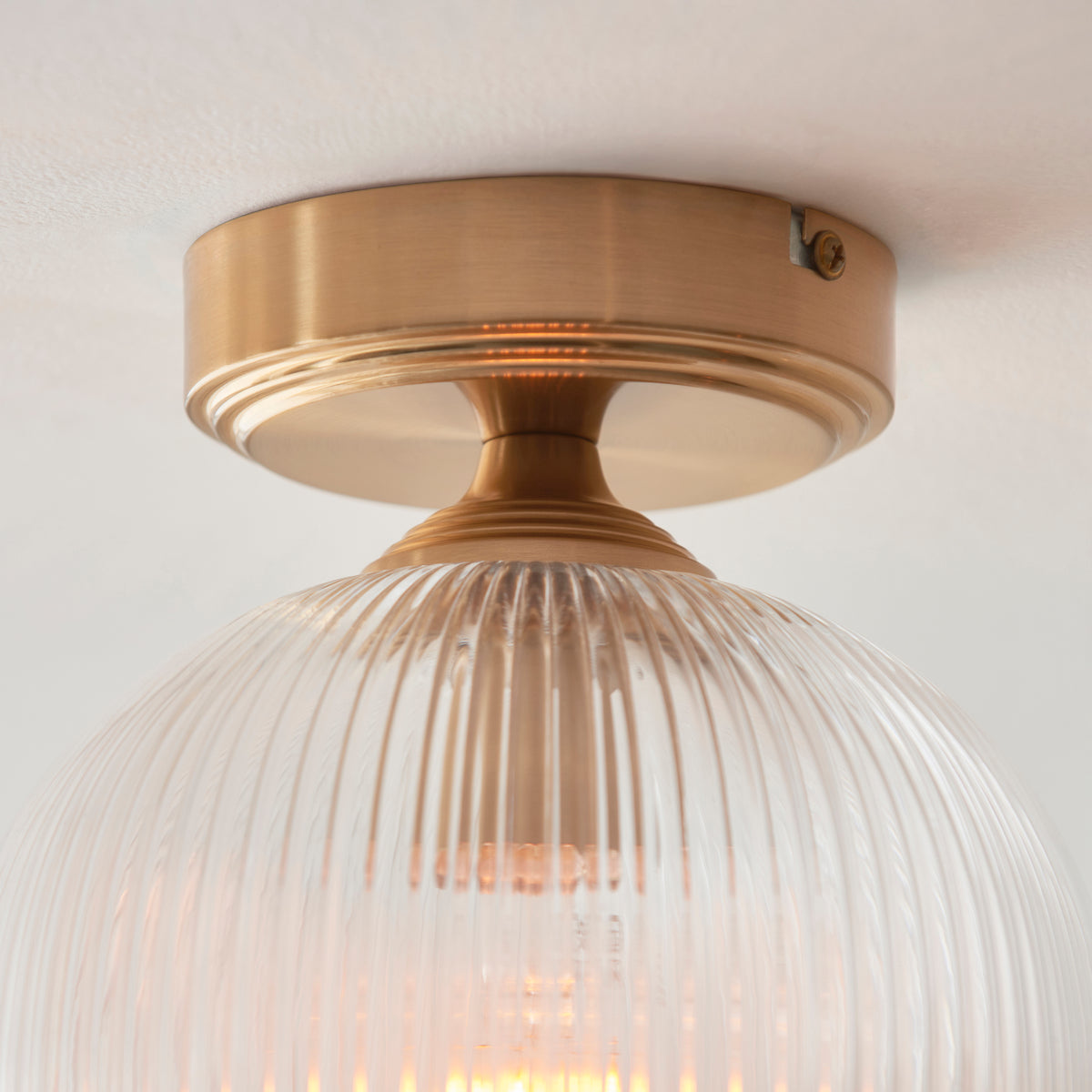 120623 Ashcroft Ribbed Flush Ceiling Light Brass