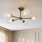120757 Avelyn 5 Light Semi Flush Ceiling Brass