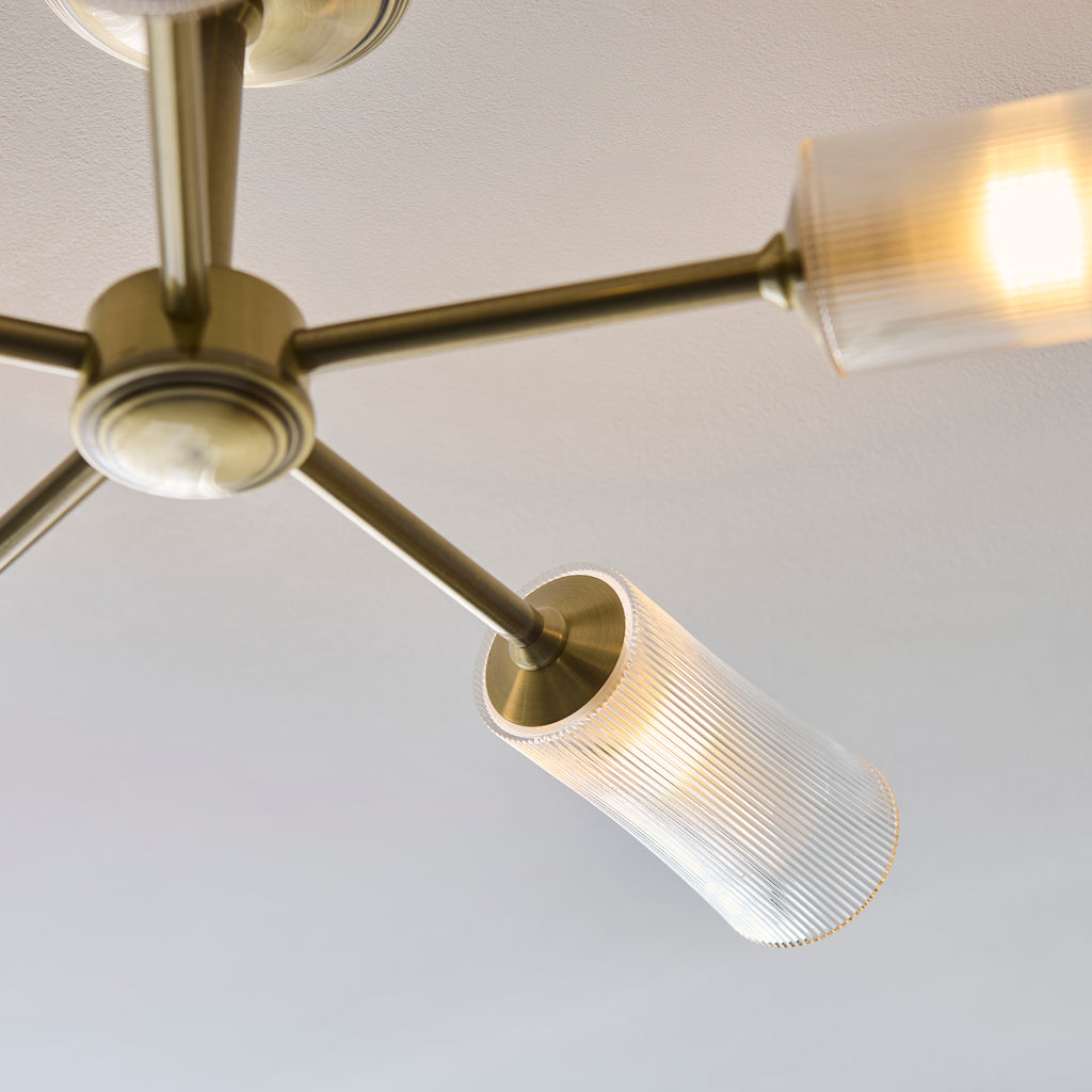 120757 Avelyn 5 Light Semi Flush Ceiling Brass