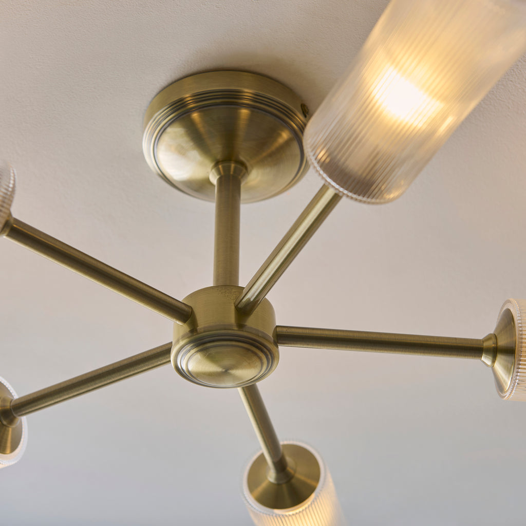 120757 Avelyn 5 Light Semi Flush Ceiling Brass
