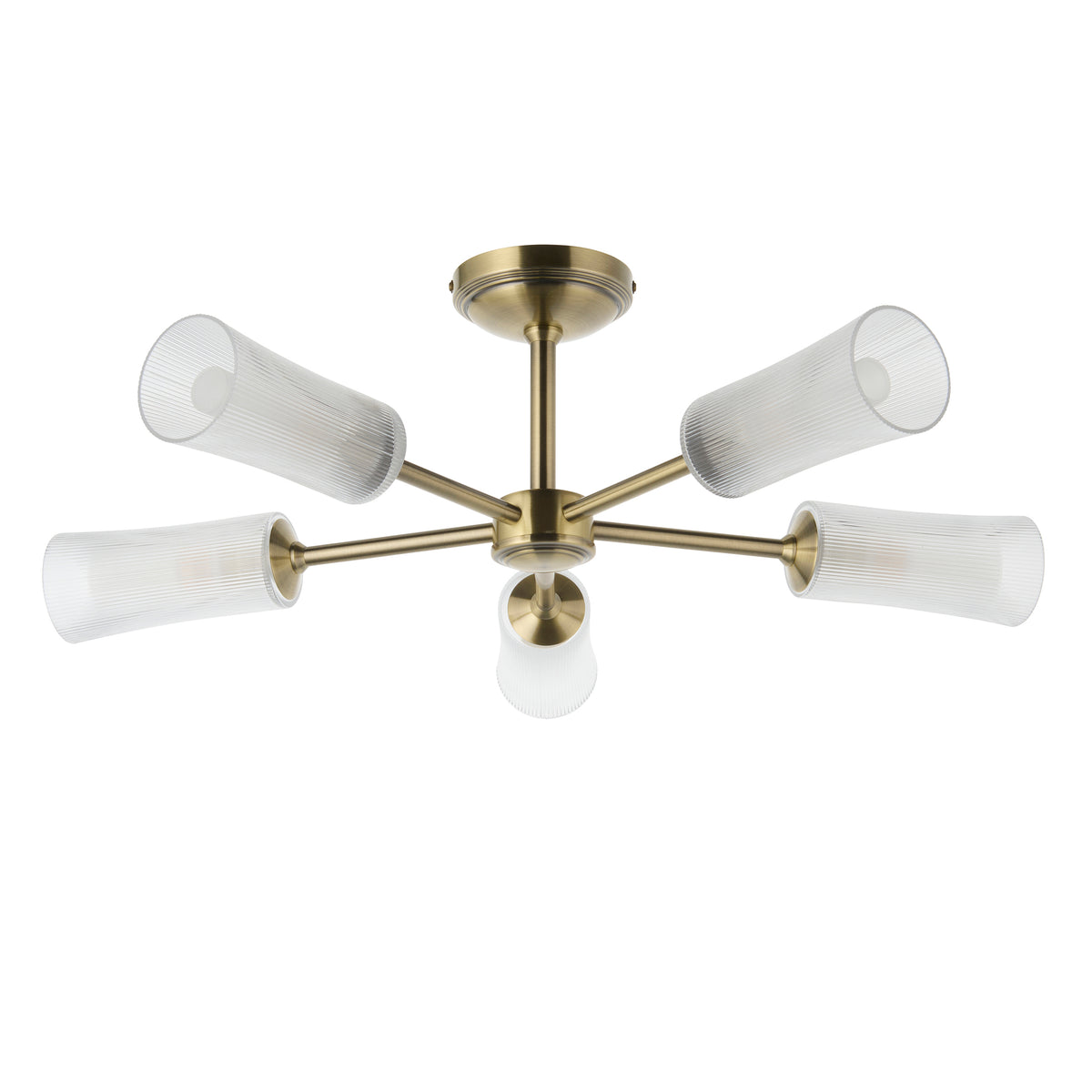 120757 Avelyn 5 Light Semi Flush Ceiling Brass