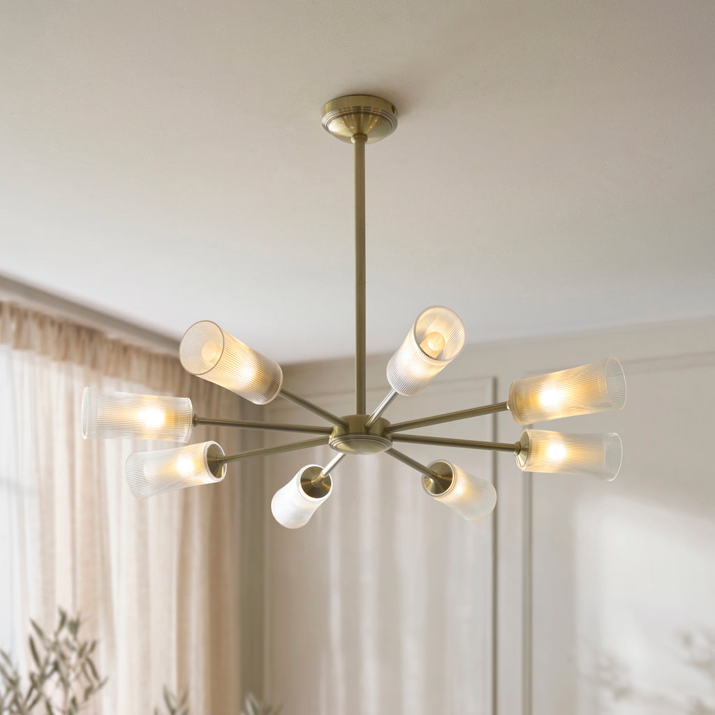 120758 Avelyn 8 Light Pendant Brass