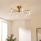 120831 Oslo 6 Light Semi Flush Ceiling Brass