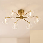 120831 Oslo 6 Light Semi Flush Ceiling Brass