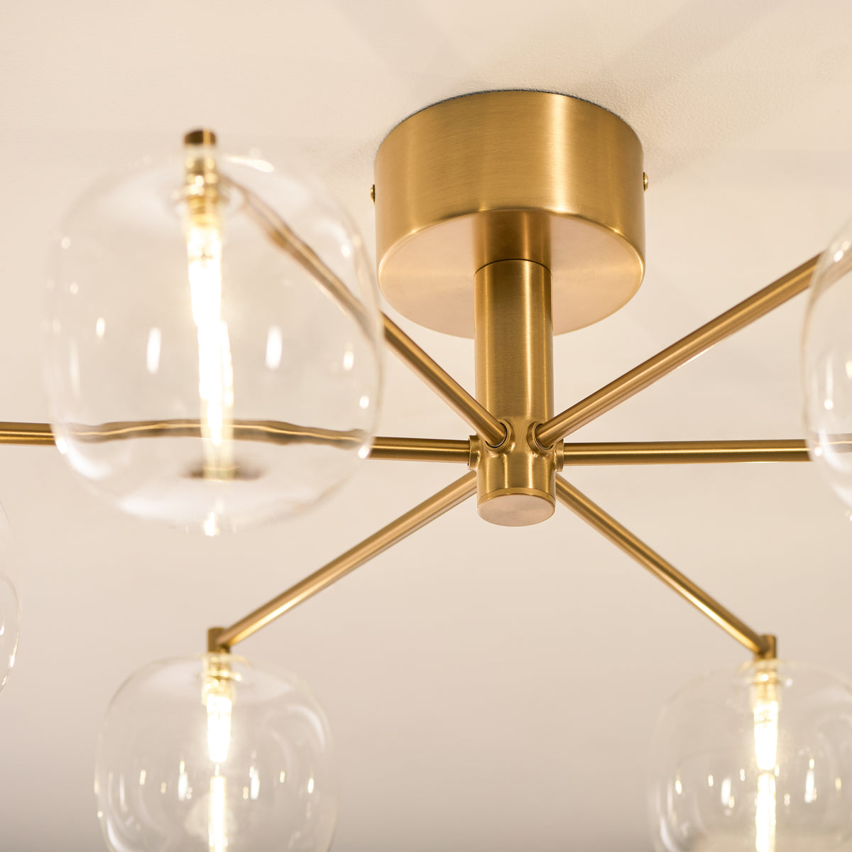 120831 Oslo 6 Light Semi Flush Ceiling Brass