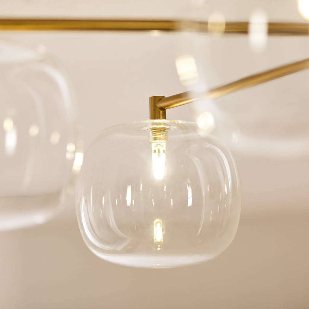 120831 Oslo 6 Light Semi Flush Ceiling Brass
