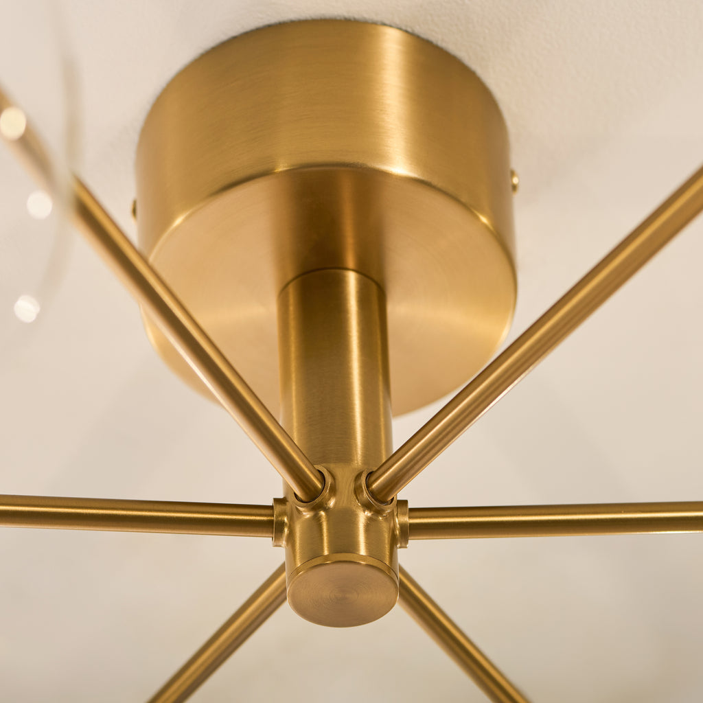 120831 Oslo 6 Light Semi Flush Ceiling Brass