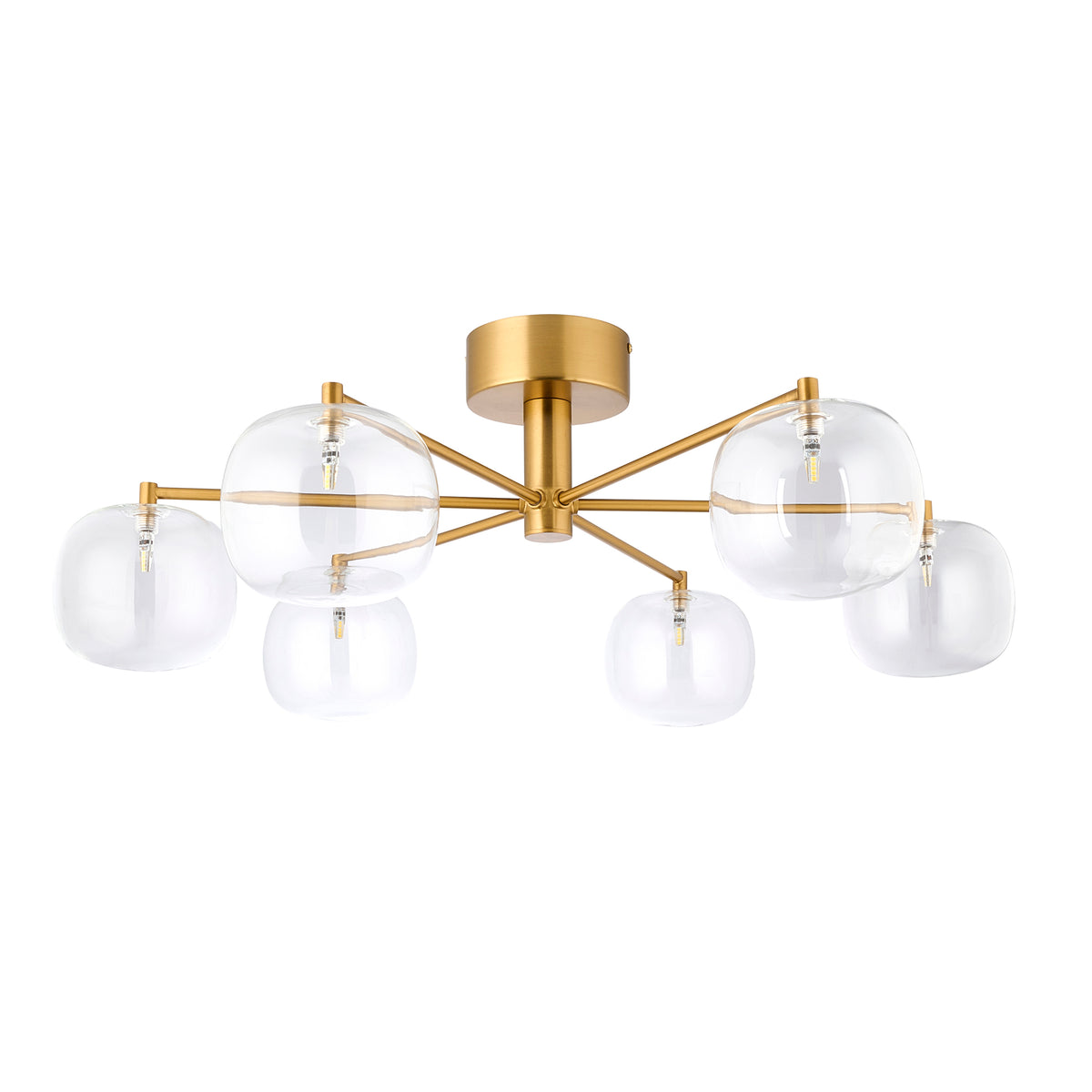120831 Oslo 6 Light Semi Flush Ceiling Brass