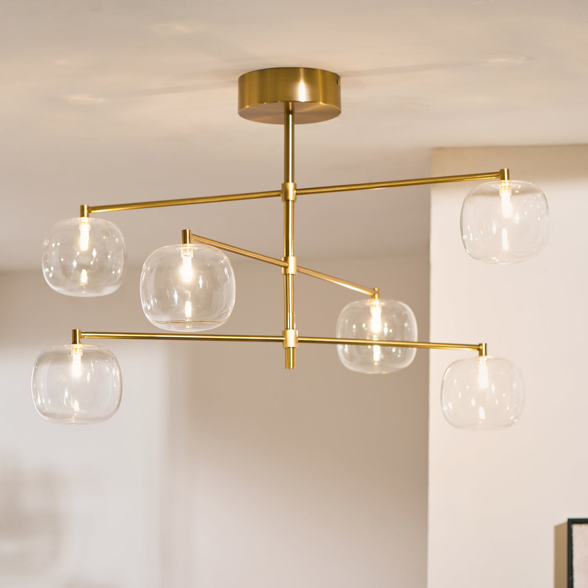 120832 Oslo 6 Light Pendant Brass
