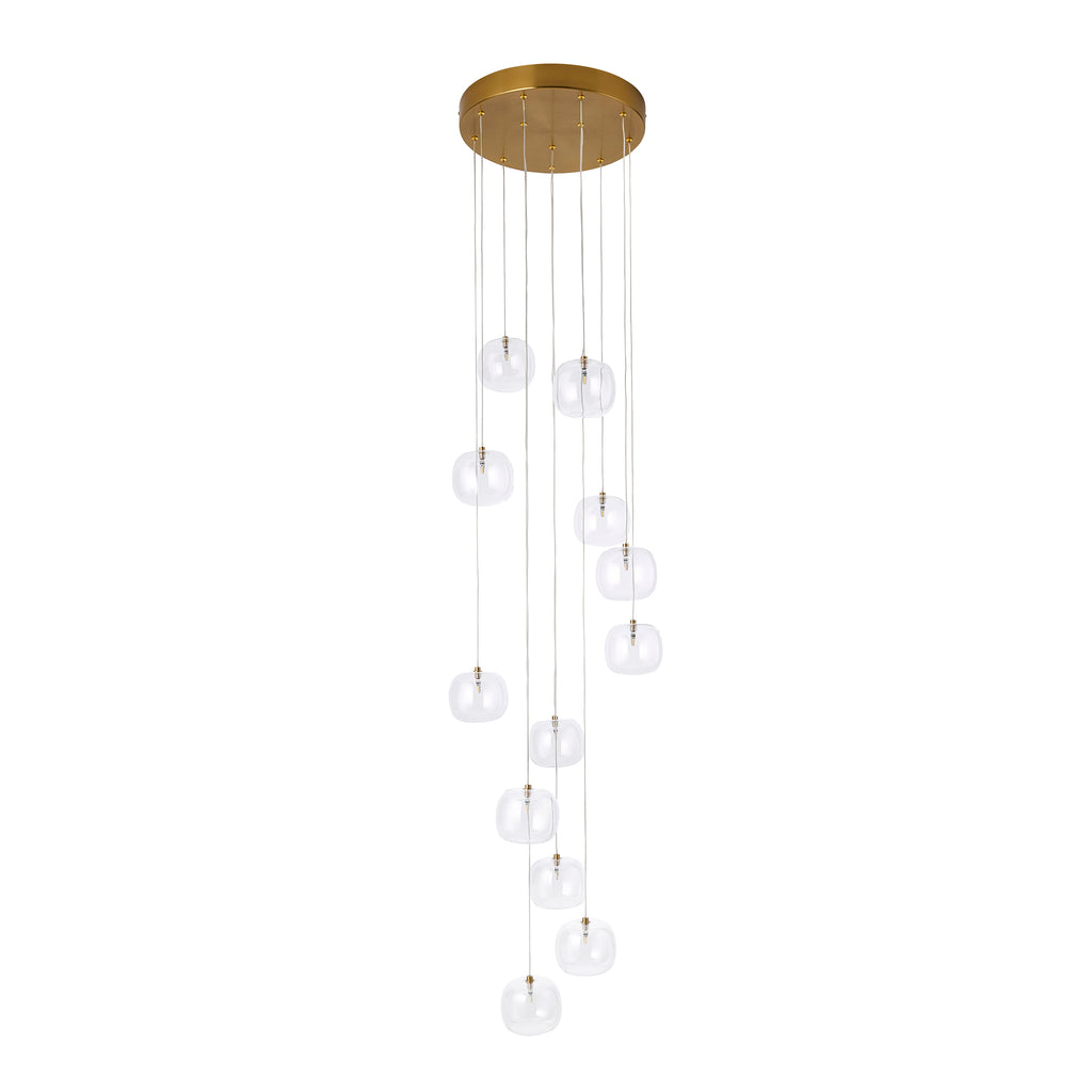 120834 Oslo 12 Light Pendant Brass