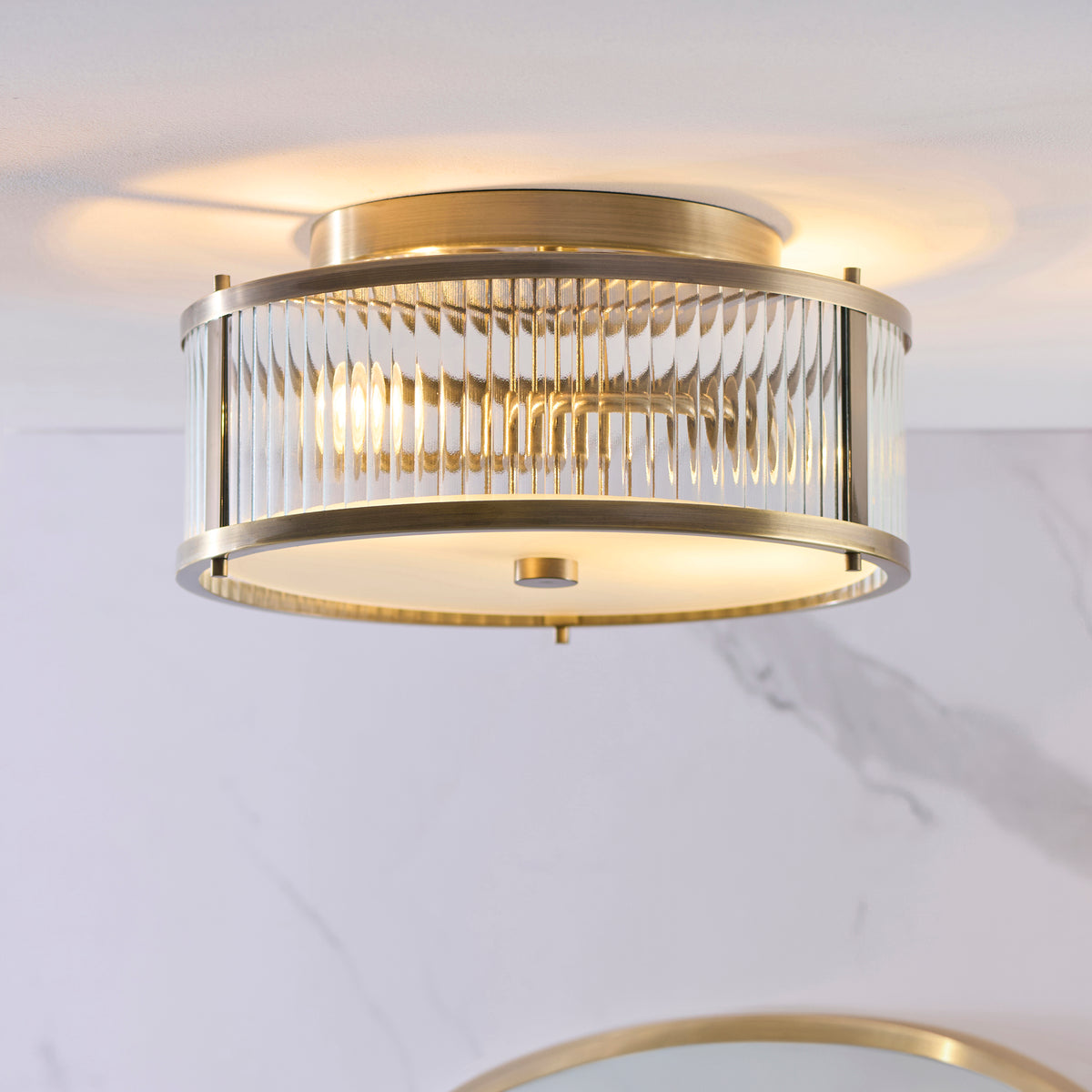 120847 Ridgeton IP44 2 Light Bathroom Flush Ceiling Light Brass