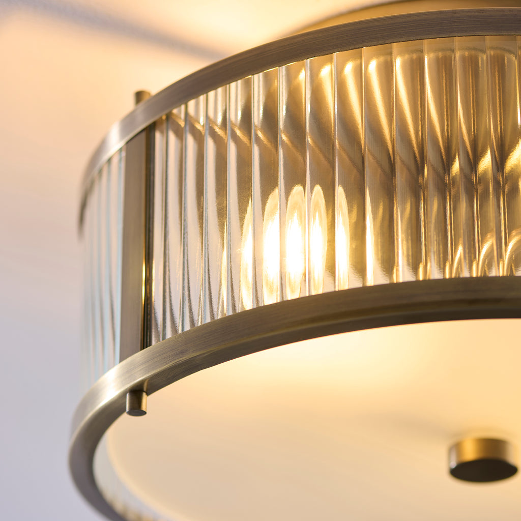 120847 Ridgeton IP44 2 Light Bathroom Flush Ceiling Light Brass