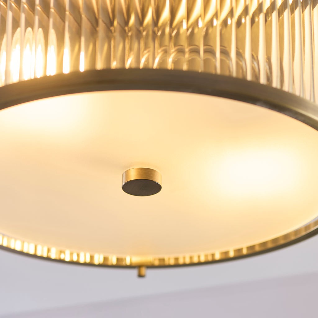 120847 Ridgeton IP44 2 Light Bathroom Flush Ceiling Light Brass