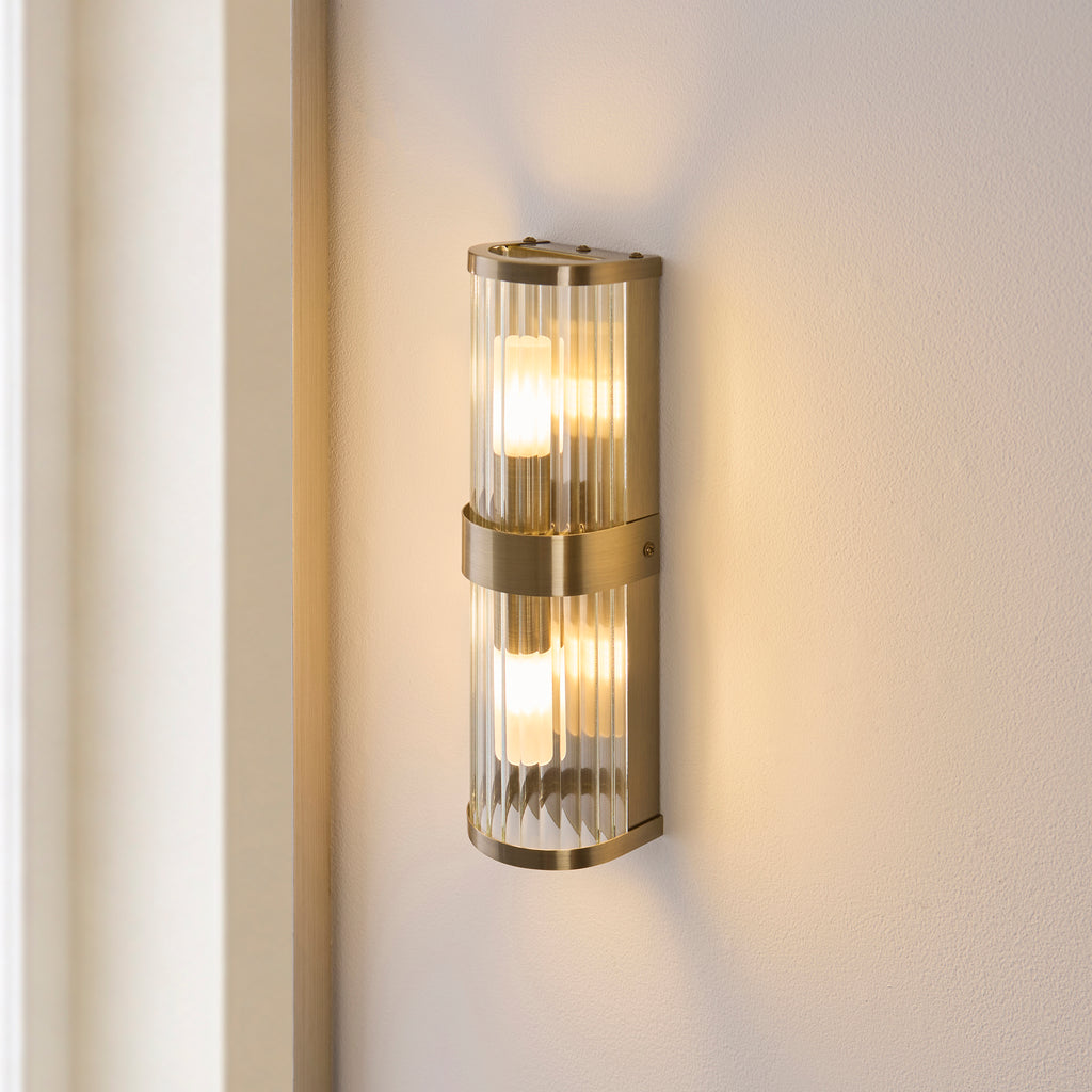 120853 Ridgeton IP44 2 Light Bathroom Wall Light Brass