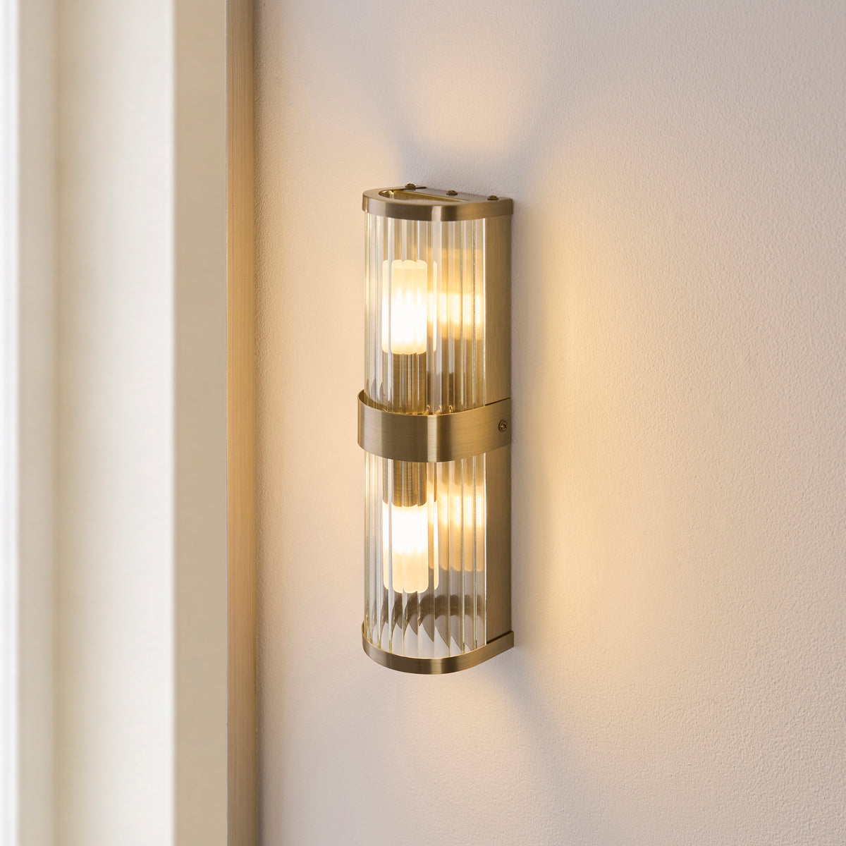 120853 Ridgeton IP44 2 Light Bathroom Wall Light Brass