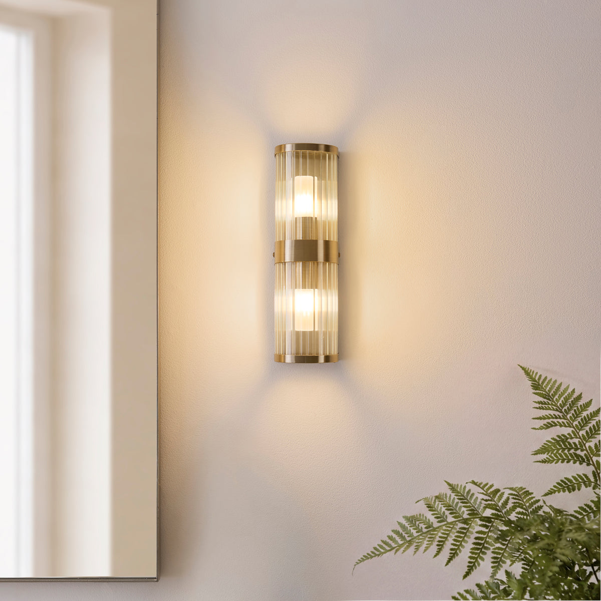 120853 Ridgeton IP44 2 Light Bathroom Wall Light Brass