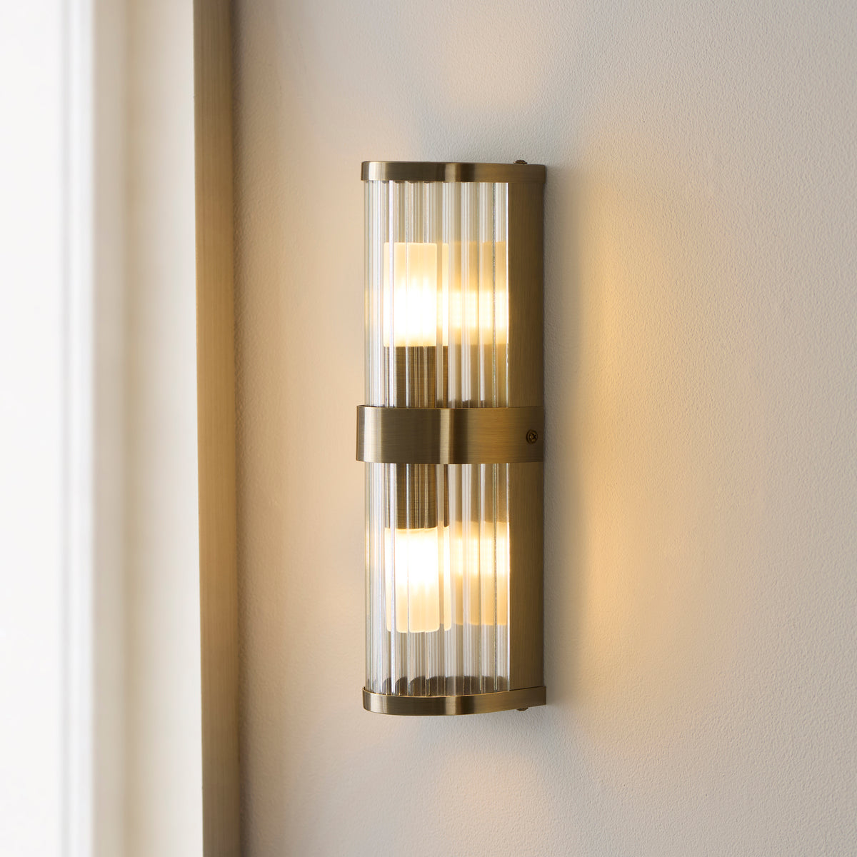 120853 Ridgeton IP44 2 Light Bathroom Wall Light Brass