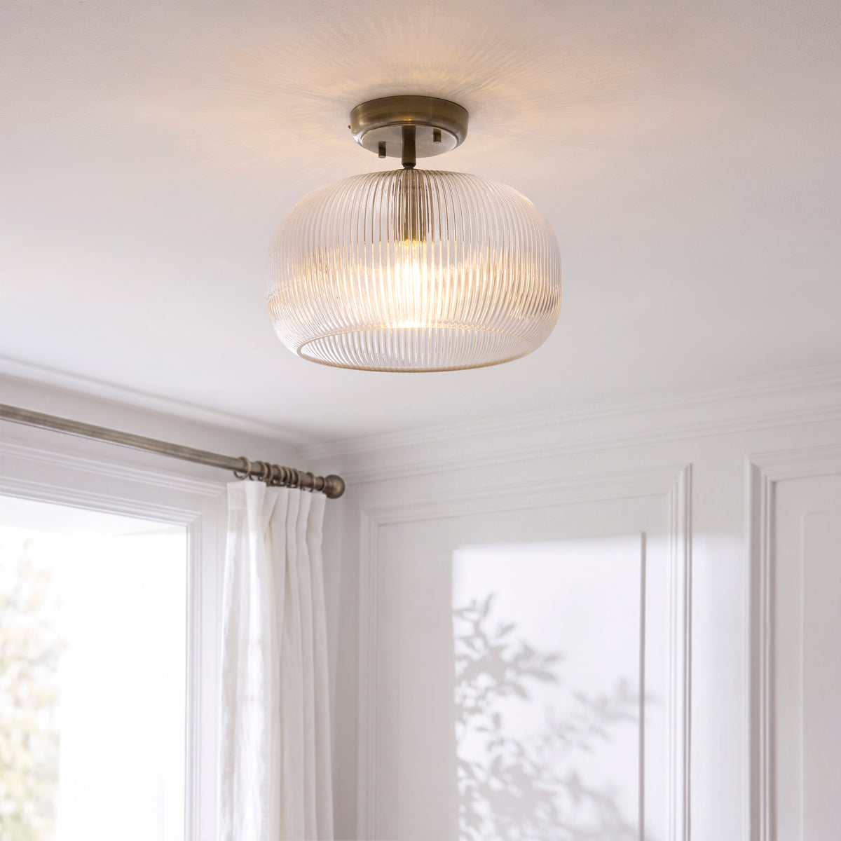 121209 Harborne Flush Ceiling Light Brass