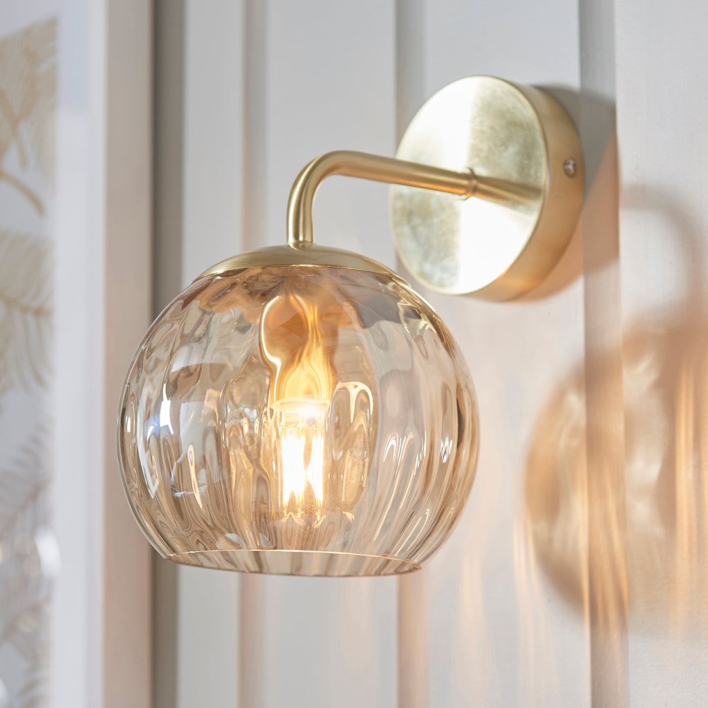 121510 Dimple - Twin Pack Wall Light Brass Champagne