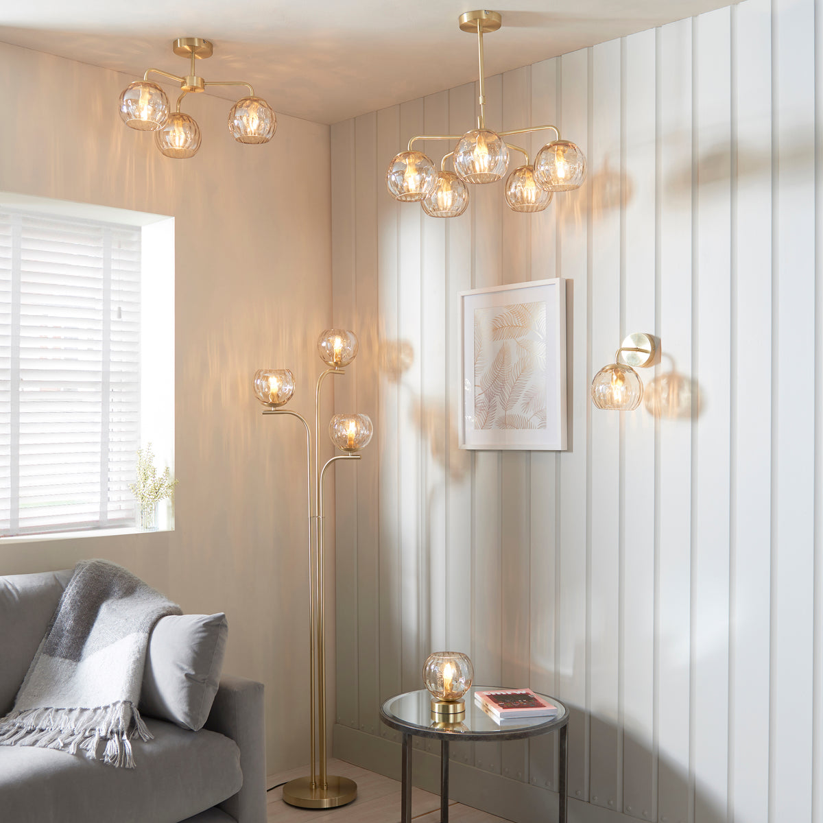 121510 Dimple - Twin Pack Wall Light Brass Champagne